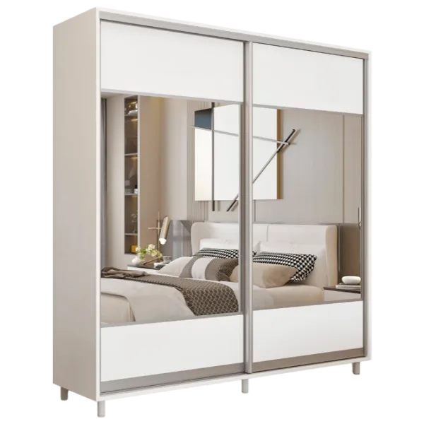 Dulap pentru haine Glisant Mobildor-Lux ARON 2100 K1 8681 210 x 60 x 220 / PAL / Alb briliant photo 1