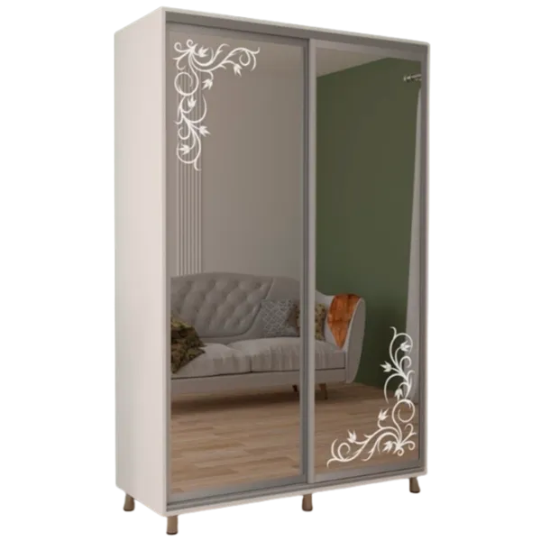 Dulap cupe Mobildor-Lux ARON S 1300 desen 8681 130 x 60 x 220 / PAL / Alb briliant photo 1