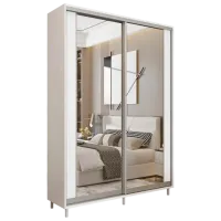 Dulap pentru haine Glisant Mobildor-Lux ARON 1400 K2 8681 140 x 60 x 220 / PAL / Alb briliant