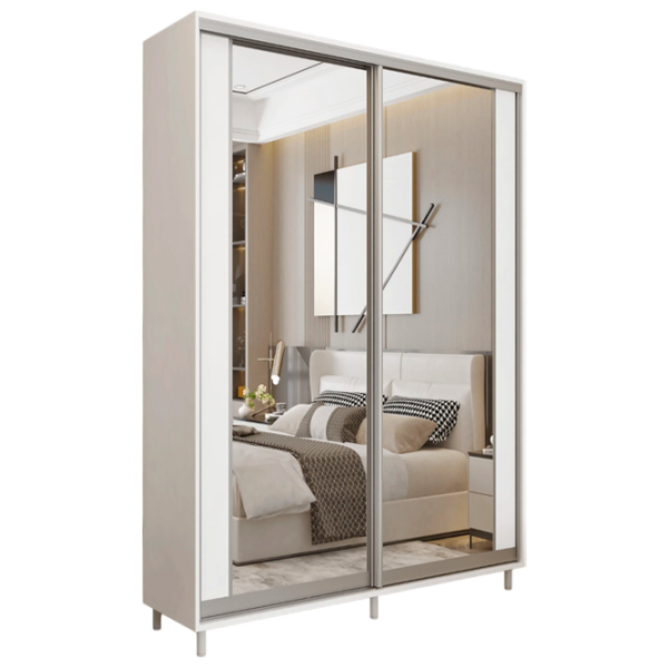 Dulap pentru haine Glisant Mobildor-Lux ARON 1500 K2 8681 150 x 60 x 220 / PAL / Alb briliant photo 1 Dulap pentru haine Glisant Mobildor-Lux ARON 1500 K2 8681 150 x 60 x 220 / PAL / Alb briliant photo 1