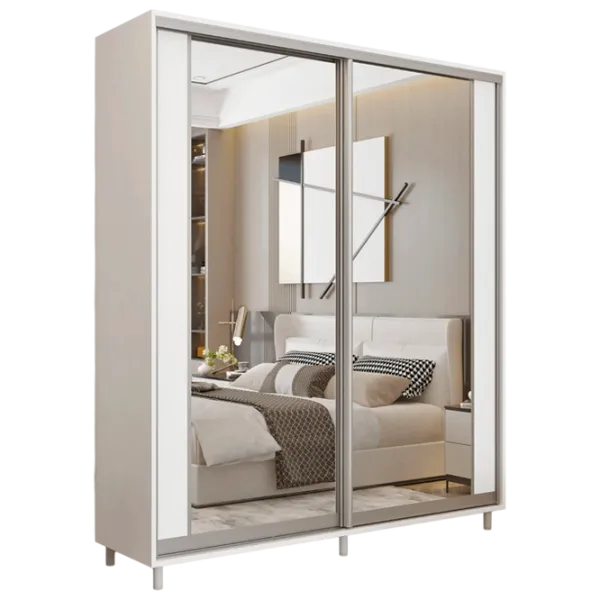 Dulap pentru haine Glisant Mobildor-Lux ARON 1600 K2 8681 160 x 60 x 220 / PAL / Alb briliant photo 1