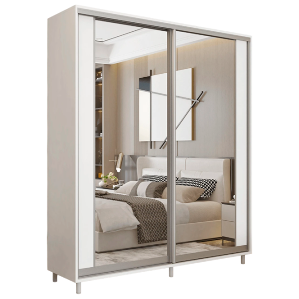 Dulap pentru haine Glisant Mobildor-Lux ARON 1800 K2 8681 180 x 60 x 220 / PAL / Alb briliant photo 1 Dulap pentru haine Glisant Mobildor-Lux ARON 1800 K2 8681 180 x 60 x 220 / PAL / Alb briliant photo 1