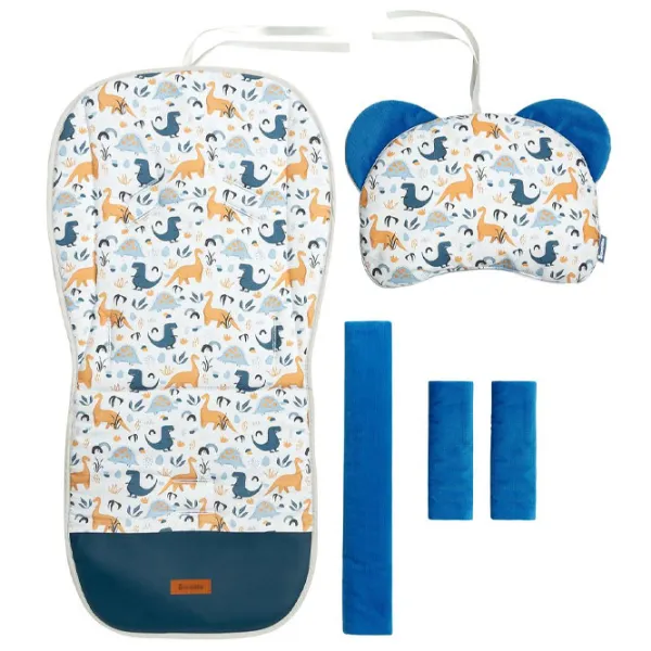 Salteluța pentru cărucior Sensillo Velvet Delux 20711 Bumbac,/ Dinozauri/ Blue photo 1