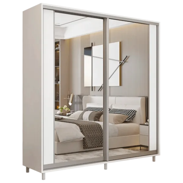 Dulap pentru haine Glisant Mobildor-Lux ARON 2000 K2 8681 200 x 60 x 220 / PAL / Alb briliant photo 1