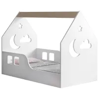 Pat pentru copii Happy Babies House Cloud 70 x 140 cm / PAL / White