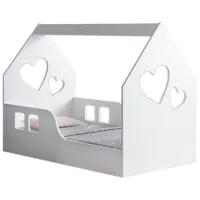 Pat pentru copii Happy Babies House Heart 70 x 140 cm / PAL / White