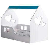 Pat pentru copii Happy Babies House Heart 70 x 140 cm / PAL / White