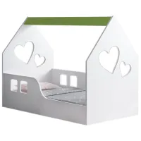 Pat pentru copii Happy Babies House Heart 70 x 140 cm / PAL / White