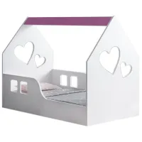 Pat pentru copii Happy Babies House Heart 70 x 140 cm / PAL / White
