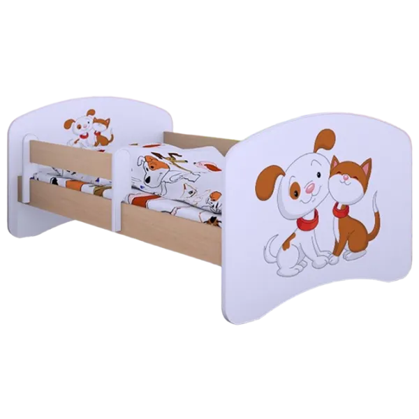 Pat pentru copii Happy Babies Happy Dog and Cat 80 x 160 cm/ Placa/ White photo 1