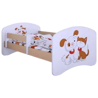 Pat pentru copii Happy Babies Happy Dog and Cat 80 x 160 cm/ Placa/ White