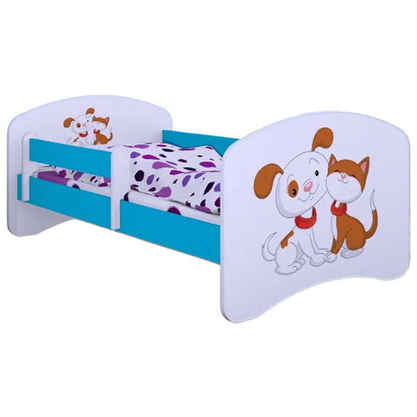 Pat pentru copii Happy Babies Happy Dog and Cat 80 x 160 cm/ Placa/ White photo 1