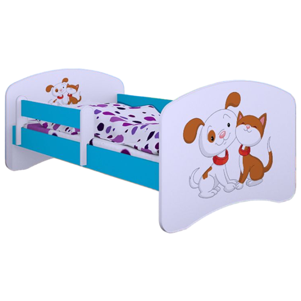Pat pentru copii Happy Babies Happy Dog and Cat 80 x 160 cm/ Placa/ White photo 1