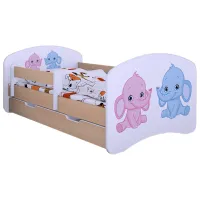 Детская кровать Happy Babies Happy Elephants 80 x 160 см/ Щит/ Белый