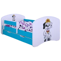 Pat pentru copii Happy Babies Happy Fire Dog 80 x 160 cm/ Placa/ White