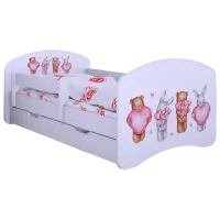 Детская кровать Happy Babies Happy Animals with Hearts 70 x 140 см/ Щит/ Белый