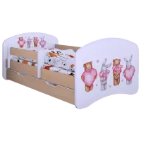 Pat pentru copii Happy Babies Happy Animals with Hearts 70 x 140 cm / Placa / Light Pear