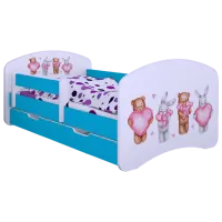 Детская кровать Happy Babies Happy Animals with Hearts 80 x 160 см / Щит / Синий