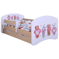 Pat pentru copii Happy Babies Happy Animals with Hearts 80 x 160 cm / Placa / Light Pear