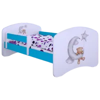 Детская кровать Happy Babies Happy Bear and Moon 80 x 160 см/ Щит/ Белый