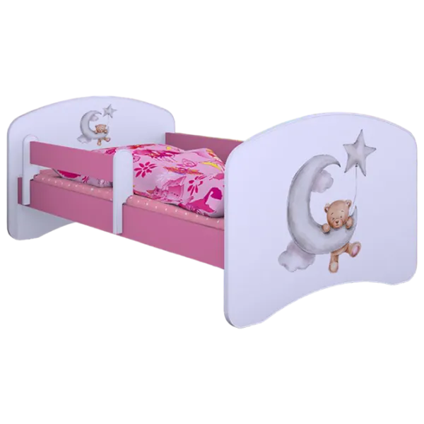 Pat pentru copii Happy Babies Happy Bear and Moon 80 x 160 cm/ Placa/ White photo 1