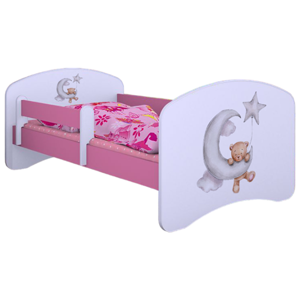 Pat pentru copii Happy Babies Happy Bear and Moon 80 x 160 cm/ Placa/ White photo 1