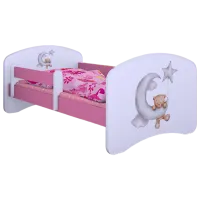 Pat pentru copii Happy Babies Happy Bear and Moon 80 x 160 cm/ Placa/ White