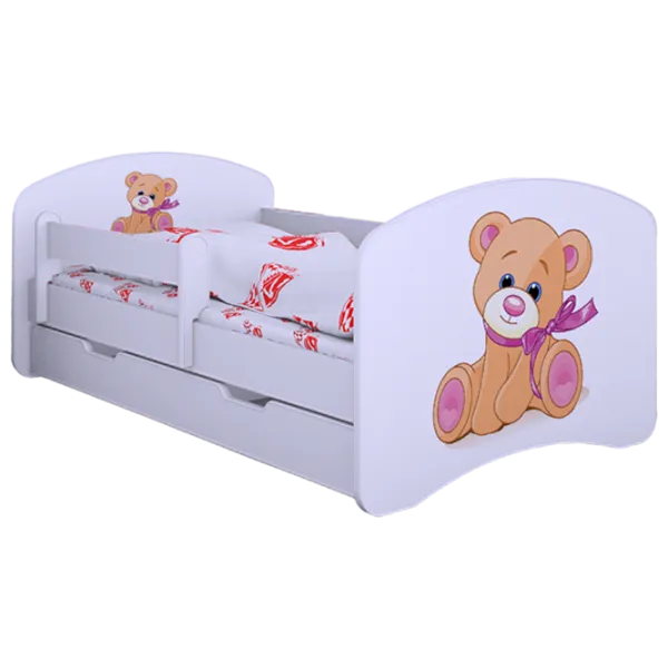 Pat pentru copii Happy Babies Happy Bear with Bow 80 x 160 cm/ Placa/ White photo 1