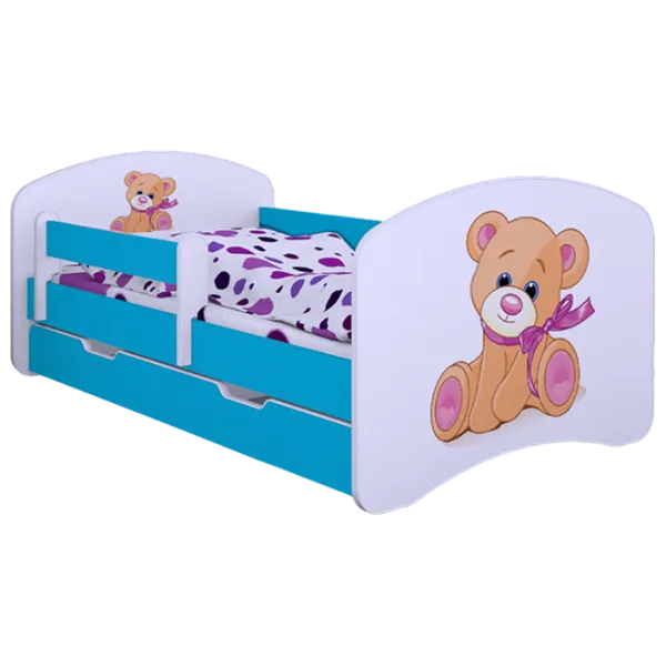 Pat pentru copii Happy Babies Happy Bear with Bow 80 x 160 cm/ Placa/ White photo 1