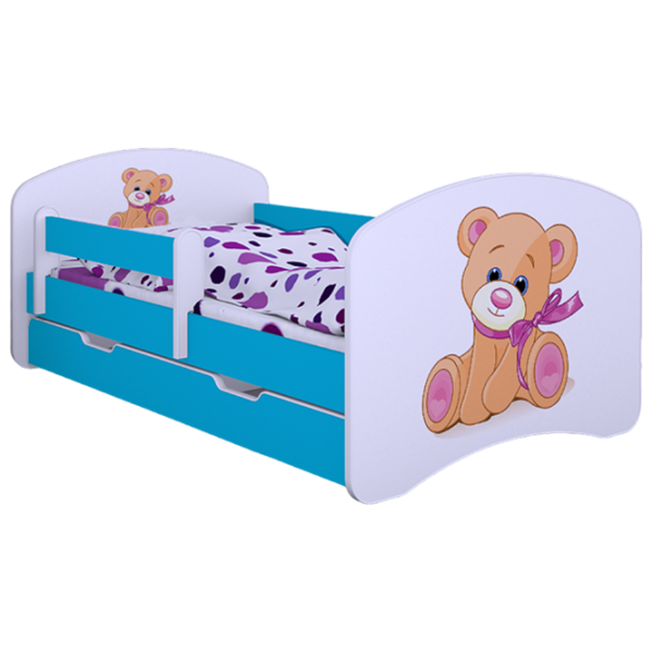 Pat pentru copii Happy Babies Happy Bear with Bow 80 x 160 cm/ Placa/ White photo 1