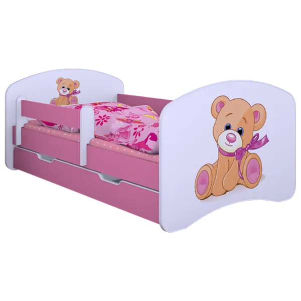 Pat pentru copii Happy Babies Happy Bear with Bow 80 x 160 cm/ Placa/ White photo 1