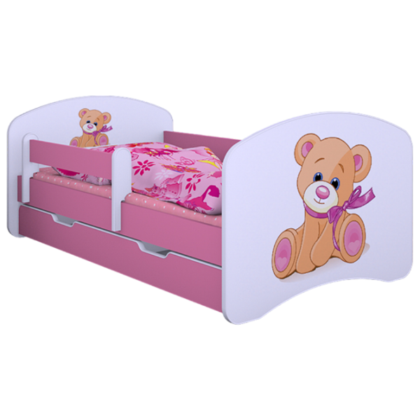 Pat pentru copii Happy Babies Happy Bear with Bow 80 x 160 cm/ Placa/ White photo 1