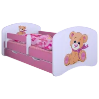 Pat pentru copii Happy Babies Happy Bear with Bow 80 x 160 cm/ Placa/ White