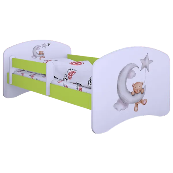 Pat pentru copii Happy Babies Happy Bear and Moon 80 x 160 cm/ Placa/ White photo 1