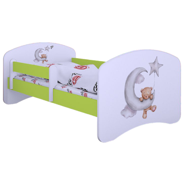 Pat pentru copii Happy Babies Happy Bear and Moon 80 x 160 cm/ Placa/ White photo 1