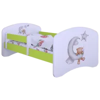 Pat pentru copii Happy Babies Happy Bear and Moon 80 x 160 cm/ Placa/ White