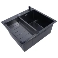 Chiuvetă SanDonna HD5550 55 x 50 / Oțel inoxidabil / Black