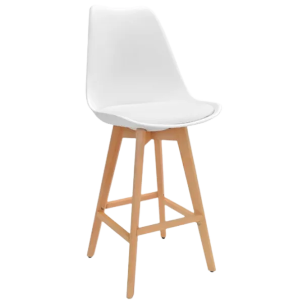 Scaun de bar Deco Jerry Plastic/ Lemn/ White photo 1