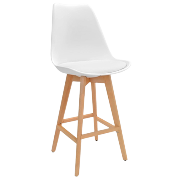 Scaun de bar Deco Jerry Plastic/ Lemn/ White photo 1