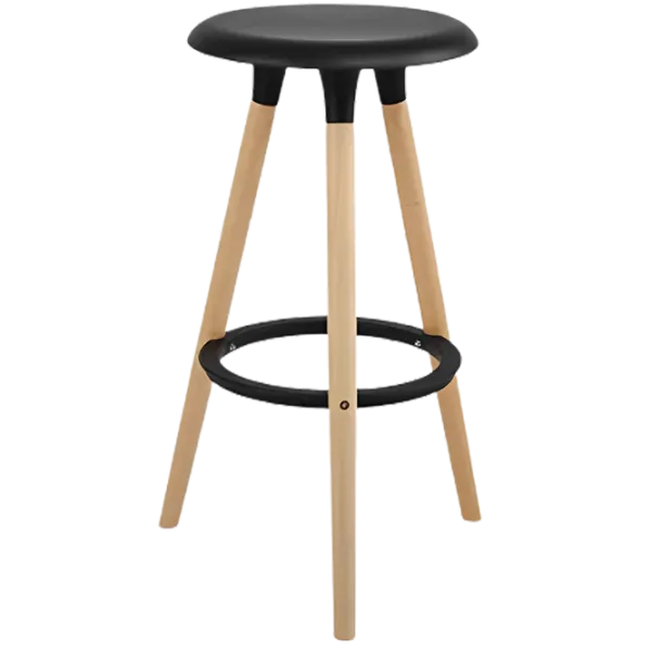 Scaun de bar Deco Simplex Plastic/ Lemn/ Black photo 1