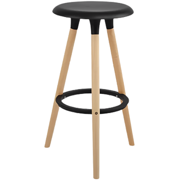 Scaun de bar Deco Simplex Plastic/ Lemn/ Black photo 1