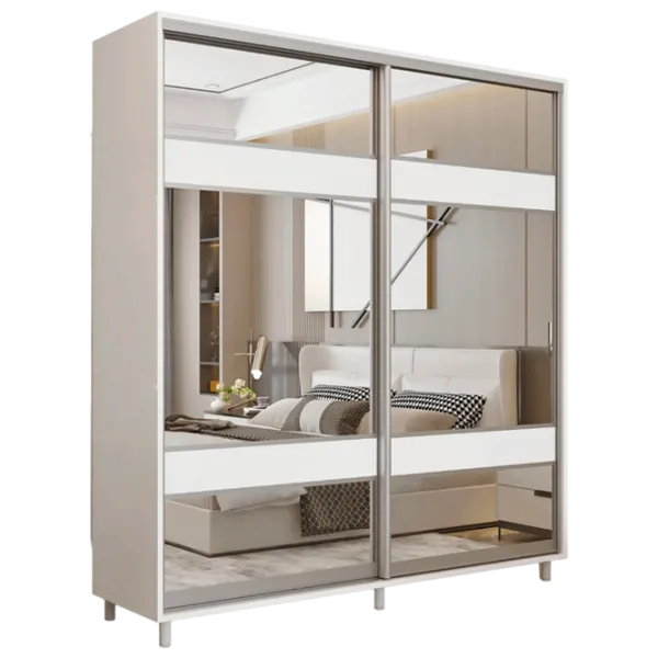 Dulap pentru haine Glisant Mobildor-Lux Aron 2300 K3 8681 230 x 60 x 220 / PAL / Alb briliant photo 1
