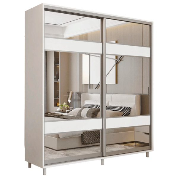 Dulap pentru haine Glisant Mobildor-Lux Aron 2300 K3 8681 230 x 60 x 220 / PAL / Alb briliant photo 1