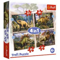 Puzzle 2D Trefl 4in1 Interesting Dinosaurs 4+/ Numărul de piese: 207