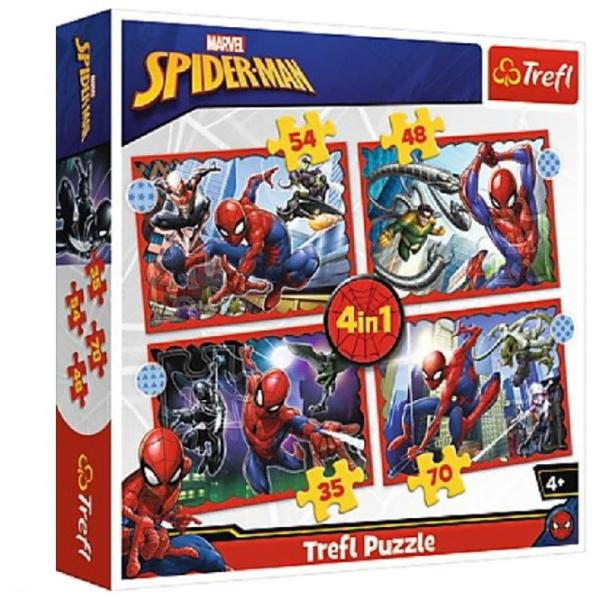 Puzzle 2D Trefl 4in1 The Heroic Spiderman 4+/ Numărul de piese: 207 photo 1