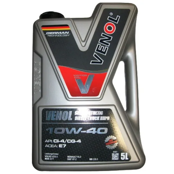 Моторное масло Venol 10W-40 XHPD CI-4/ CG-4 10W-40 5 л полусинтетическое photo 1