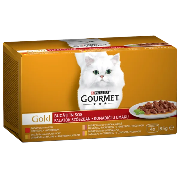 Hrană pentru pisici umedă Purina Gourmet Gold Box 729211 24 x 85 g/ Găină, ficat photo 1 Hrană pentru pisici umedă Purina Gourmet Gold Box 729211 24 x 85 g/ Găină, ficat photo 1