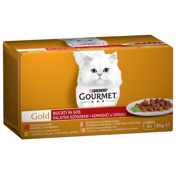 Hrană pentru pisici umedă Purina Gourmet Gold Box 729211 24 x 85 g/ Găină, ficat photo 1 Hrană pentru pisici umedă Purina Gourmet Gold Box 729211 24 x 85 g/ Găină, ficat photo 1
