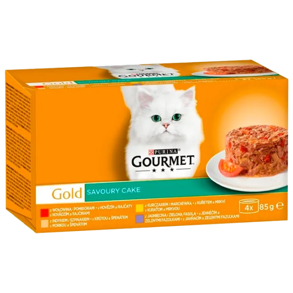 Корм для кошек влажный Purina Gourmet Gold Savoury Cake Box 72953 24 x 85 г/ Говядина, помидоры photo 1