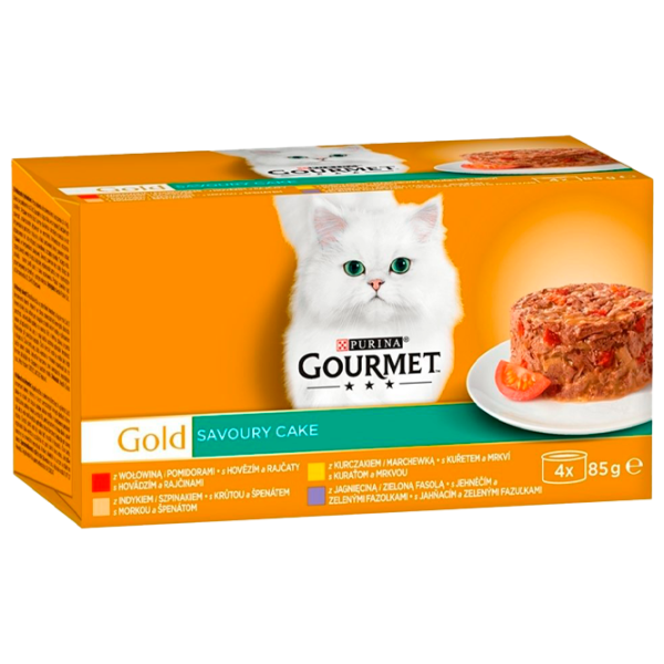 Корм для кошек влажный Purina Gourmet Gold Savoury Cake Box 72953 24 x 85 г/ Говядина, помидоры photo 1